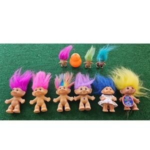 Vintage Troll Dolls Lot 1980s 1990s Wishnik Dam Russ Halloween Pumpkin Figure